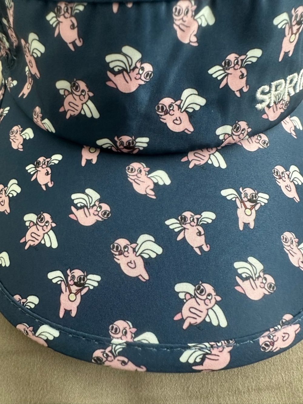 SPRINTS Navy Sun Visor “When Pigs Fly” in Navy Blue - Picture 4 of 7